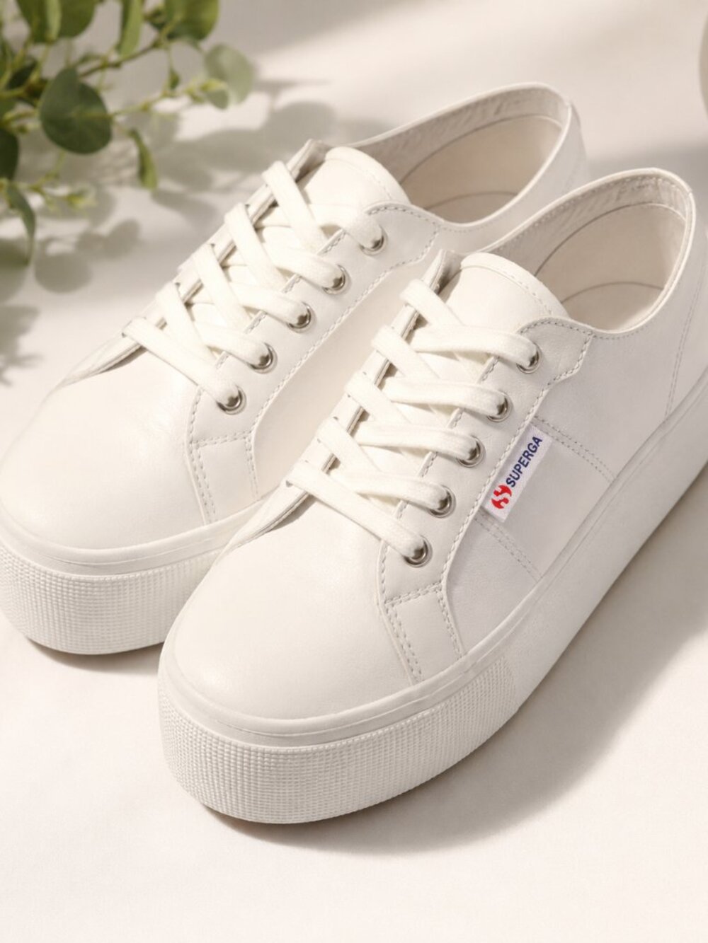 COPYSuperga 2790 White Leather Platform Sneakers EU 39.5 / US 8.5 – Like New